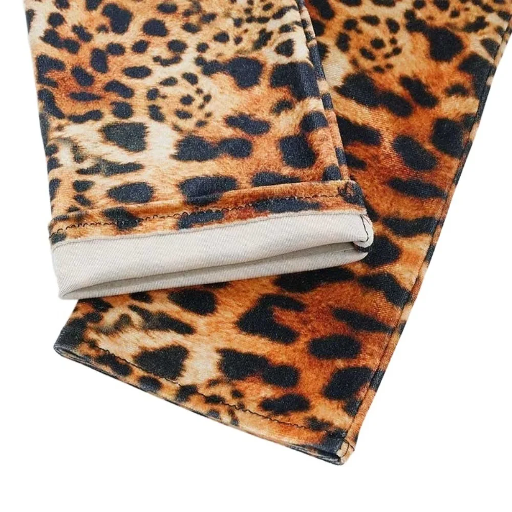 Cosplay Leopard Print Gloves Full Finger Stage Performance Velvet Long Gloves Halloween Makeup Party Photography Props