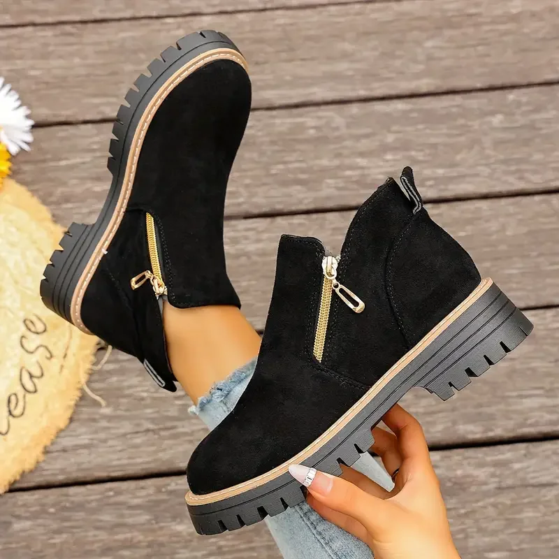 Trend Women Ankle Boots  Fashion Casual Side Zipper Shoes Comfortable Big Size Shoes Women Outdoor Chelsea Short Boots Women