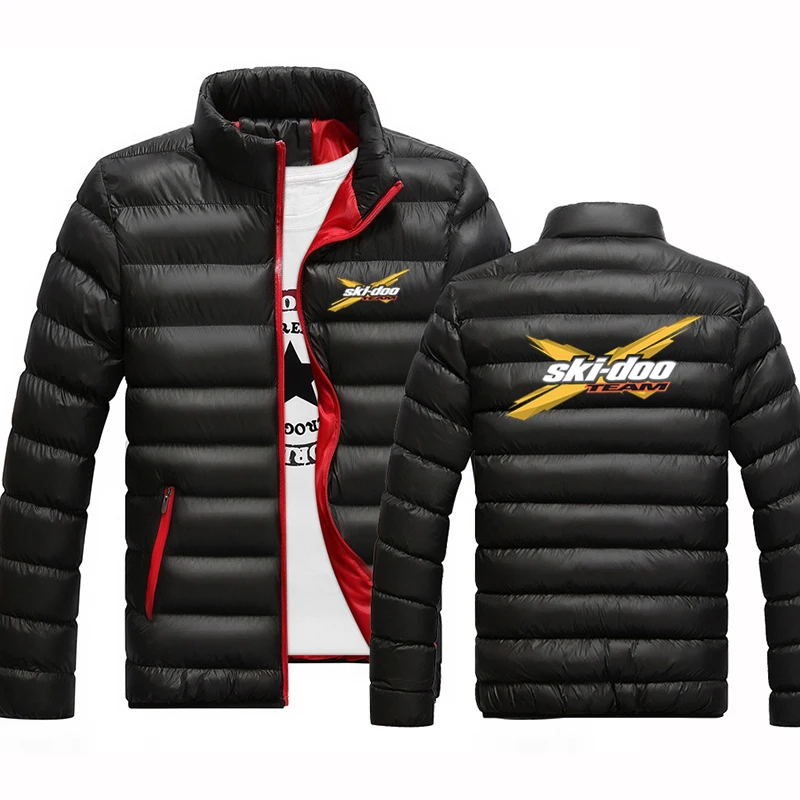 

2023 New Autumn Winter Ski Doo Can-am Logo Print Warm Casual Outwear Top Solid Color Stand Collar Windbreak Cotton Padded Jacket