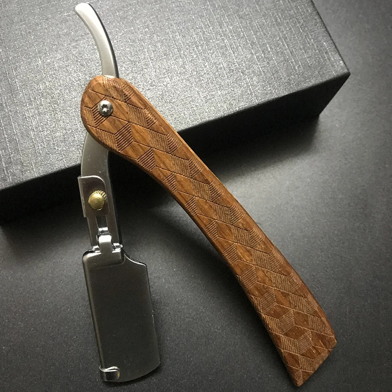 Мужская прямая бритва по дереву из нержавеющей стали, острая парикмахерская бритва, профессиональная ручная бритва, безопасные инструменты для бритья бороды