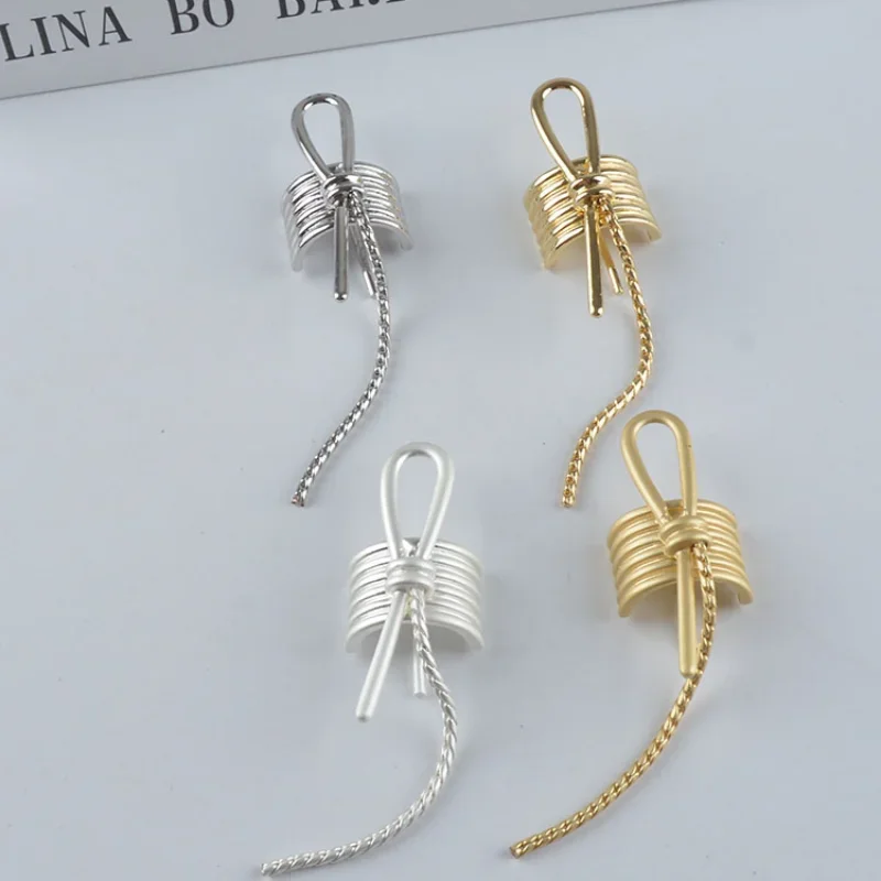 Japanese Low Ponytail Holder Buckle Trendy Metal Knot Hair Rope Advanced Model Punk Clips Hair Accessories for Women Headwear