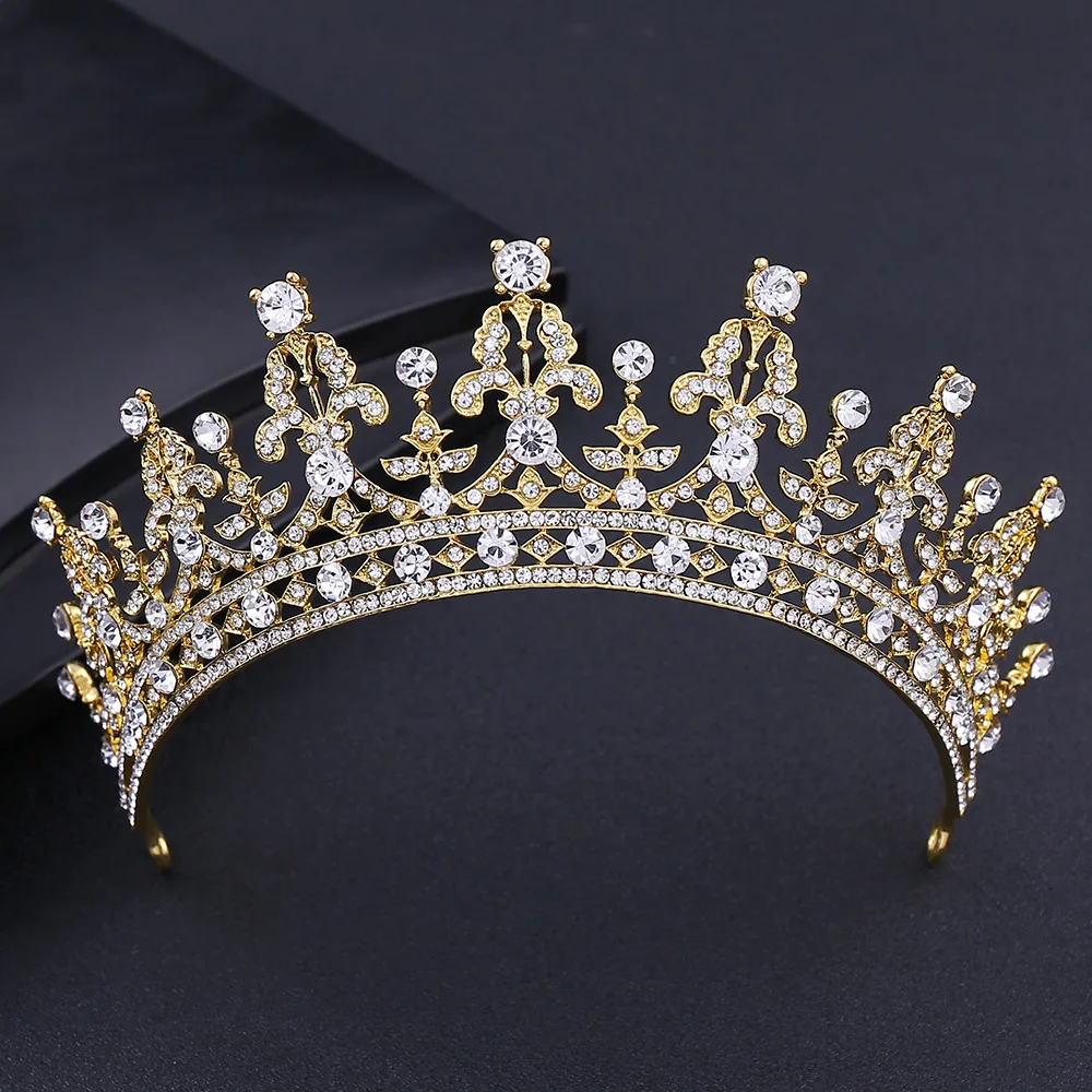 European Queen Elizabeth Tiaras Retro Headdress Bridal Crown Birthday Wedding Hair Accessories Headpiece Accessories