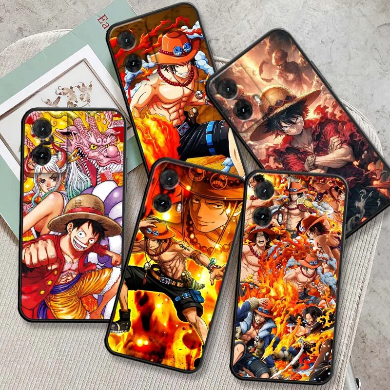 

One Piece Ace Luffy Anime Phone Case For Motorola G85 Edge 50 G24 G35 G14 G04 40 G72 G34 G G54 G13 G32 5G Black