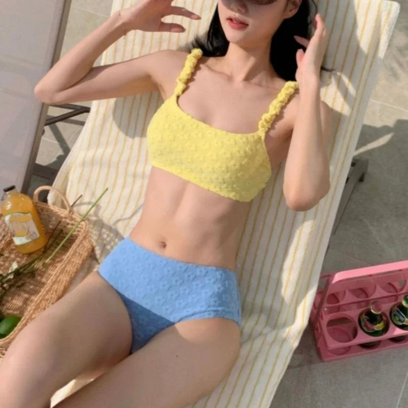 New Towel Cloth Bandeau Bikinis Two Pieces Swimsuit Women Swimwear Beach Wear Swim Bathing Suits Korean Bikini Set Pool 2025