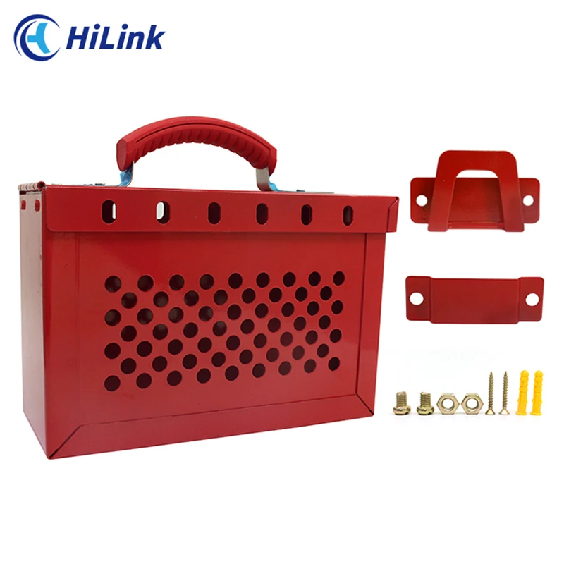 Safety LOTO Portable Metal Steel Industrial Group Management Lockout Station Lock Box with Keyhole Slot