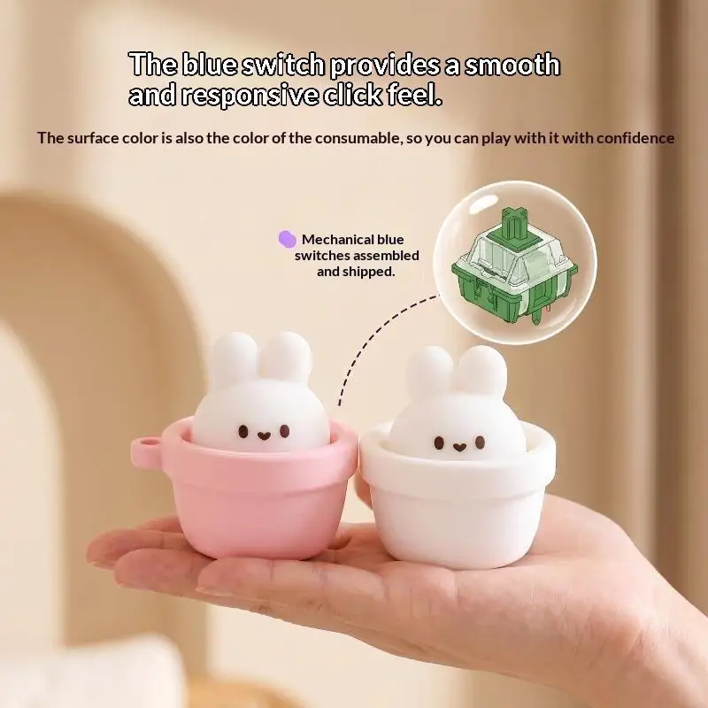 3D Printed Keycap Clicker Keychains Cartoon Rabbit Keyboard Keyring Cute Keycap Keychain Bag Charm Clicker Keycap Keychain