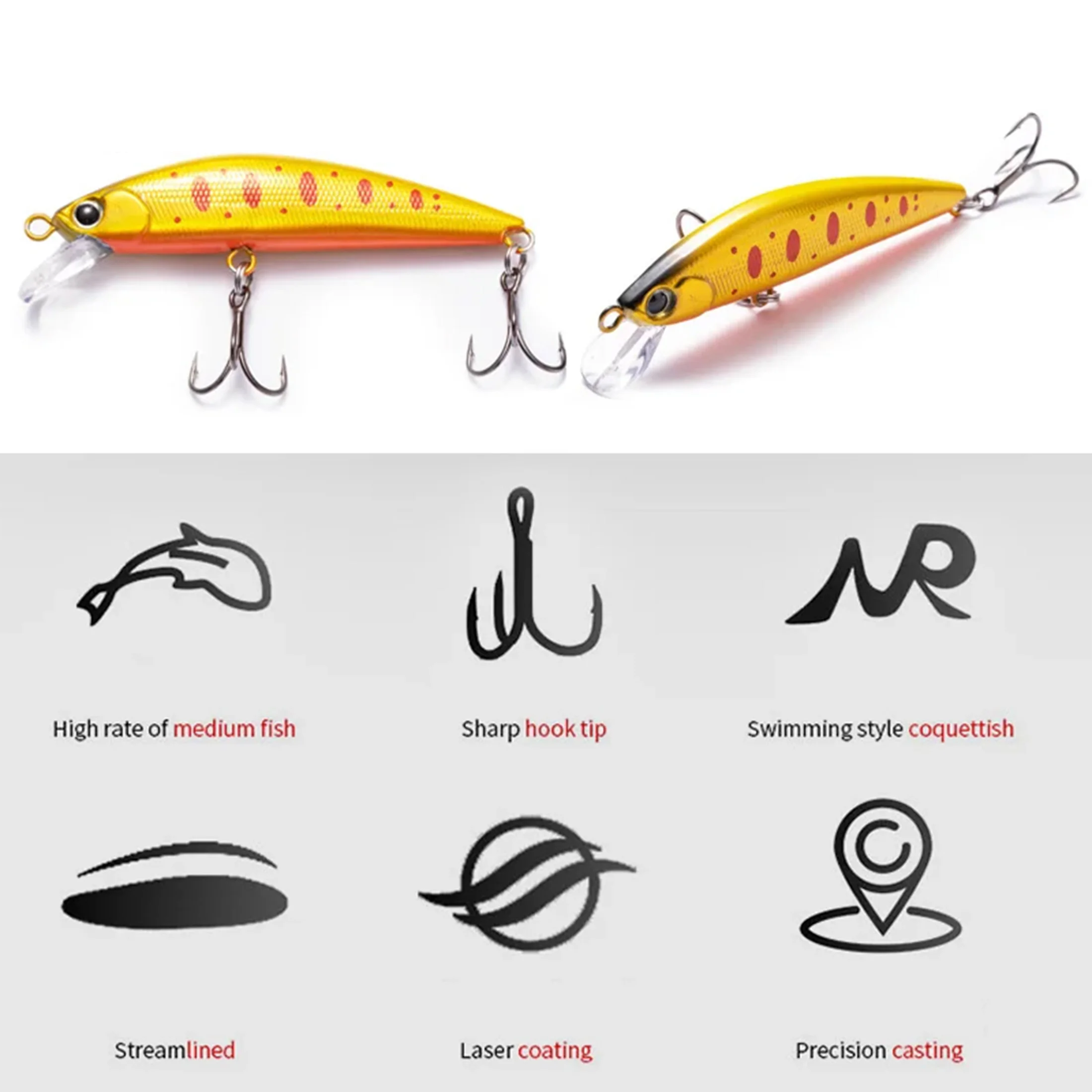 1Pcs Sinking Minnow Fishing Lure Multi-Functional Lure Bait for Long-Distance Casting Slow Sinking Freshwater Bass, Redfish, Rainbow Trout