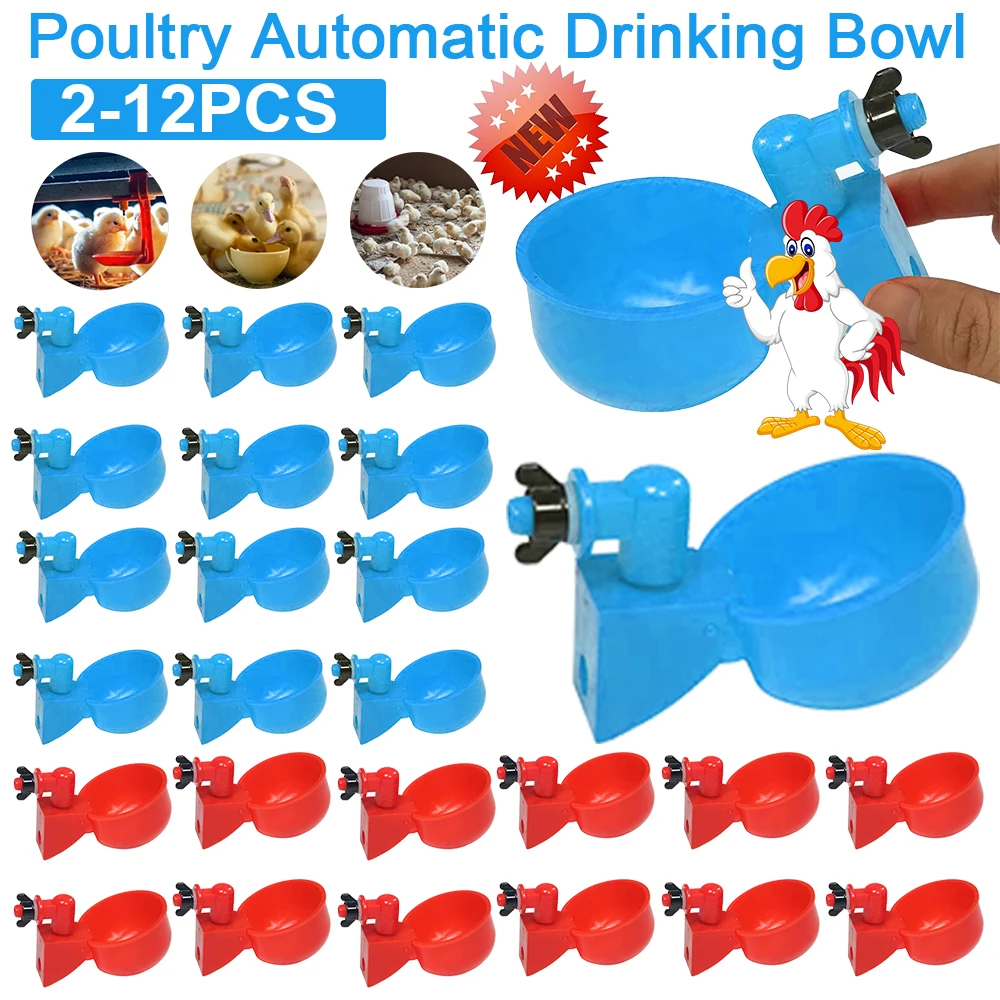 

6-60PCS Chicken Quail Hanging Water Cups Nipple Drinking Bowl Birds Water Bowl Drinker Cups for Backyard Automatic Poultry