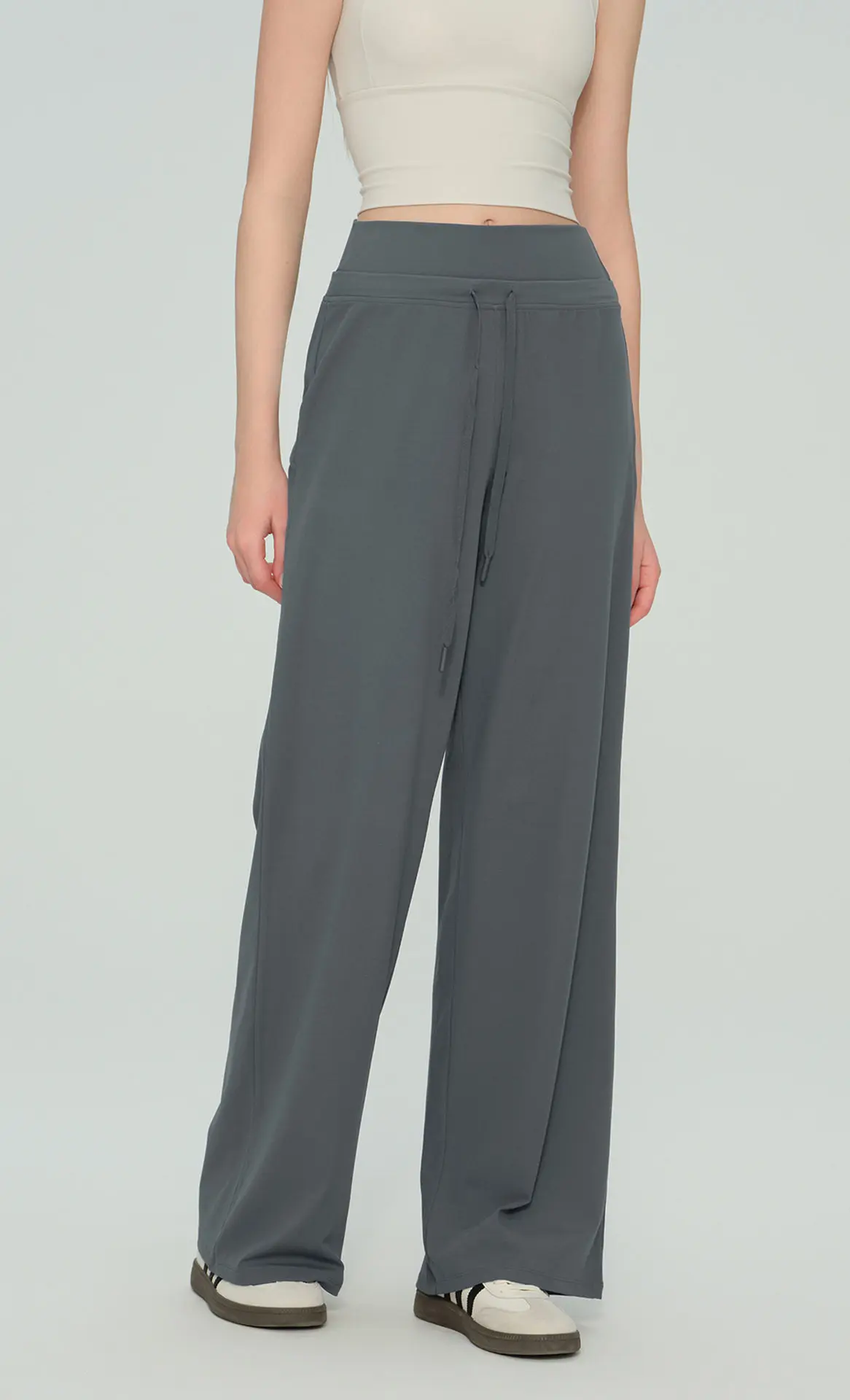 Lockere, gerade geschnittene Yogahose für Damen, hoch geschnittene Leggings, weite Beine, Sport- und Laufhose, Plus-Size, lässige Trainingsleggings für Pilates und Fitness. – Detail 6