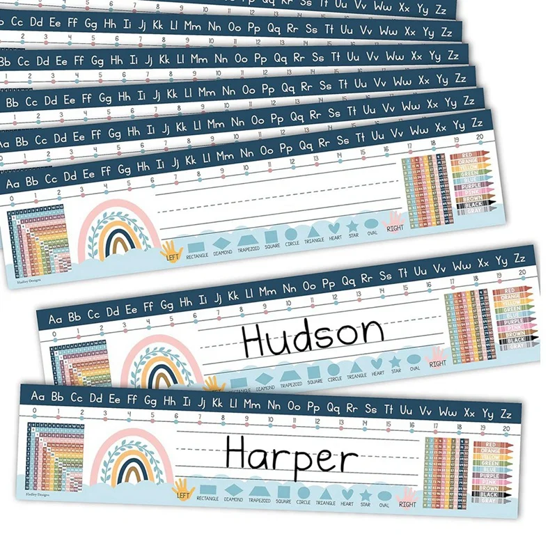 BEAU-25 Boho Teacher Name Plate For Desk Classroom - Desk Name Tags Classroom Kindergarten, Student Desk Name Plates