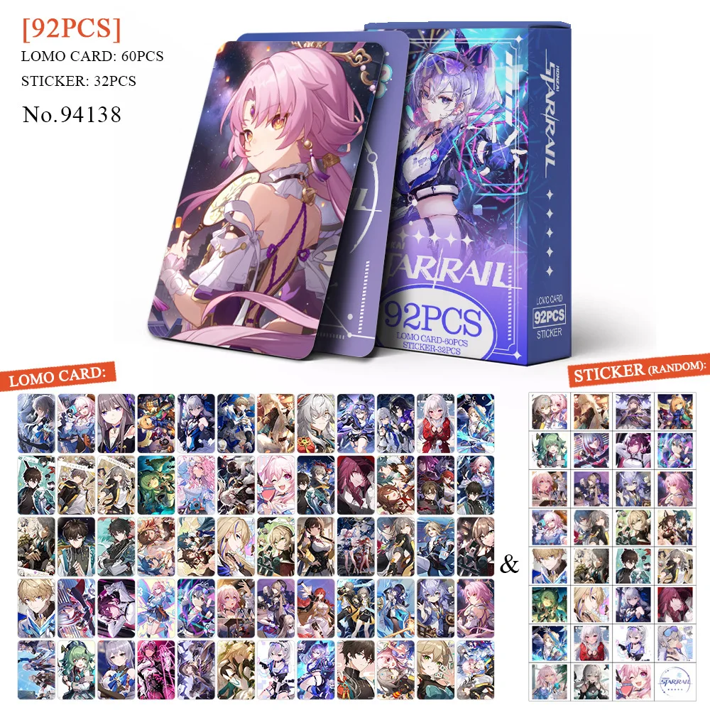 92PCS/Set Hot Game Honkai:Star Rail Anime Figures Decor Laser Lomo Toy Card Photo Card HD Cartoon Collecting Cards For Fans Gift