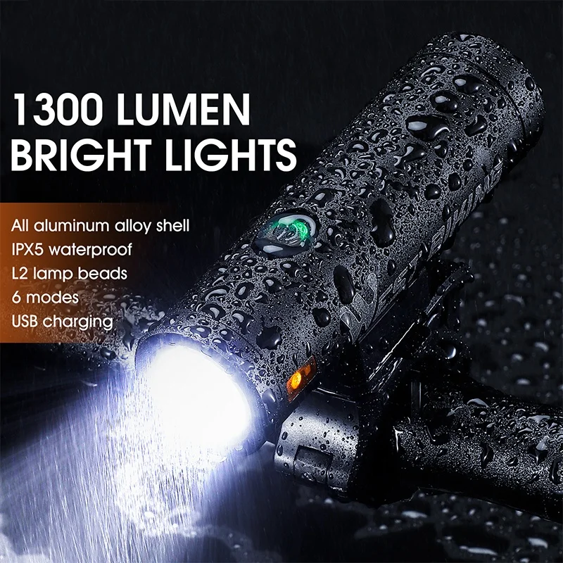 

WEST BIKING 1300LM Bicycle Headlight 4500mAh USB Rechargeable Bike Light IPX5 Waterproof 6 Modes LED Cycling Light Anti-Glare