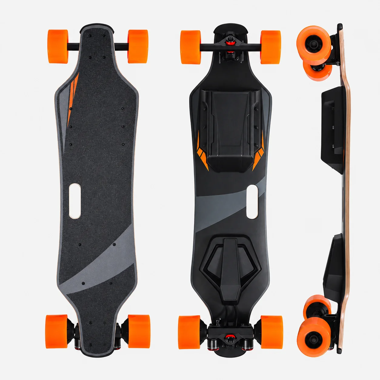 Dual Hub Motor Portable Electric Longboard, 9.5 Inch Maple Deck, Built-in Taillight, Long Range City Commuter E-Skateboard