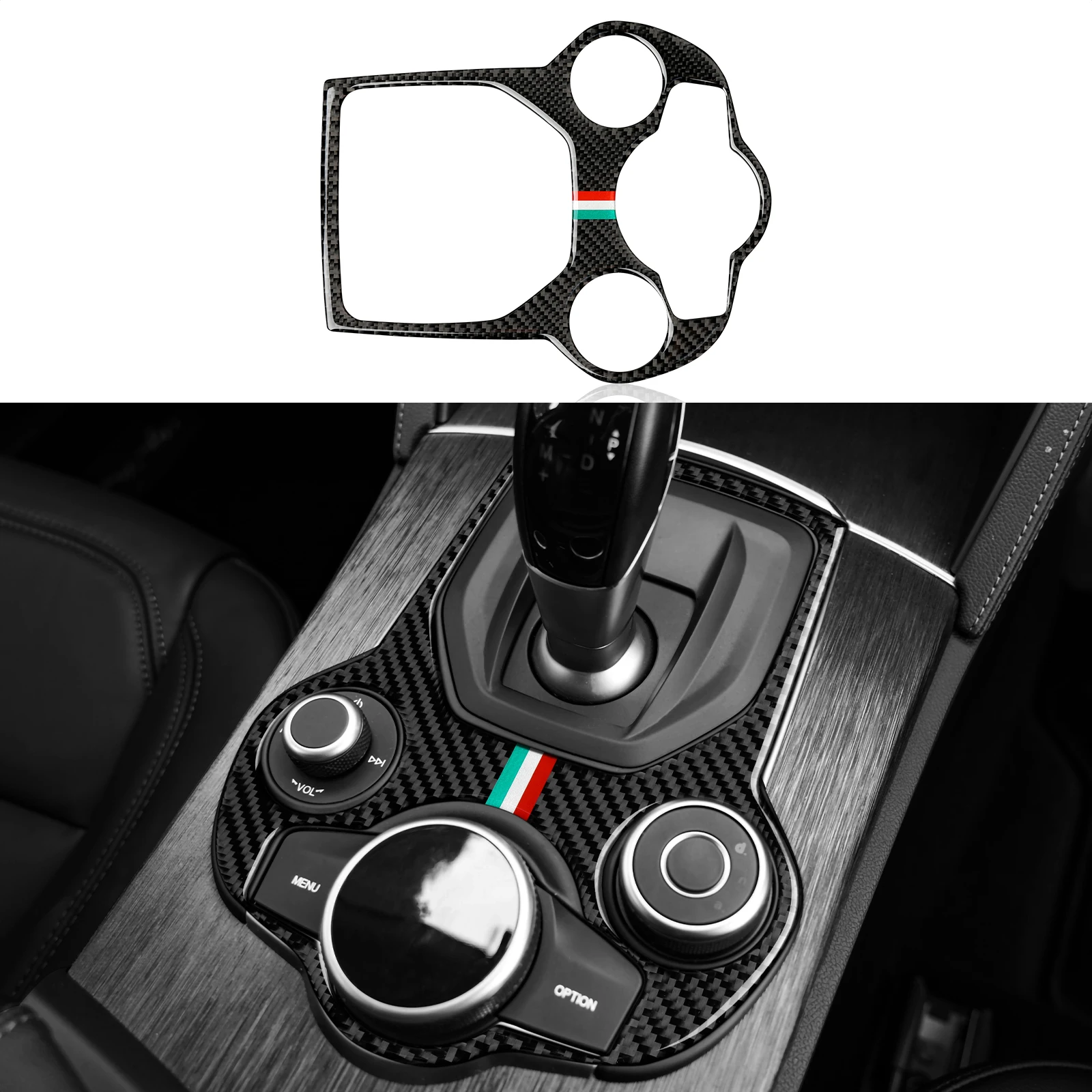 For Alfa Romeo Giulia 952/Stelvio 949 2016-2019 Center Console Gear Shift Panel, Carbon Fiber Interior Sticker Car Accessories