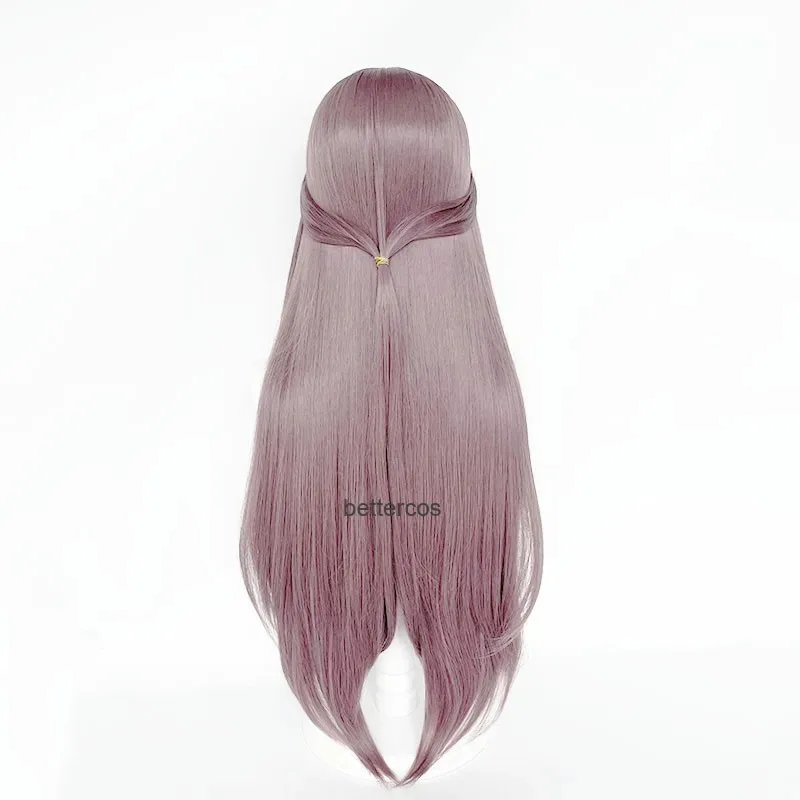 88 سنتيمتر هيرتا شعر مستعار تأثيري لعبة هونكاي: ستار السكك الحديدية هيرتا منخفضة لمعان طويل رمادي أرجواني شعر مستعار تأثيري أنيمي مقاومة للحرارة شعر مستعار اصطناعي VR