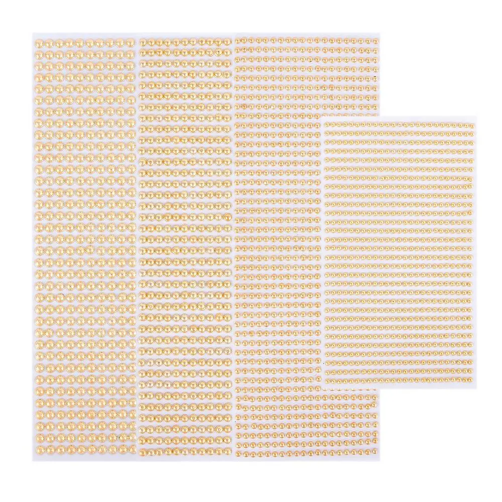 3/4/5/6Mm Gouden Flatback Parels Zelfklevende Strass Sticker Diy Maken Nail Arts Kids Speelgoed Gezicht Make-Up Decoratie