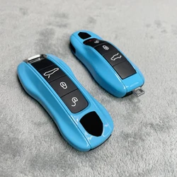 Key Case Miami Blue for Porsche Porsche 718 911 Panamera Cayenne Macan Boxster Cayman Car Key Shell Cover Remote Control Fob