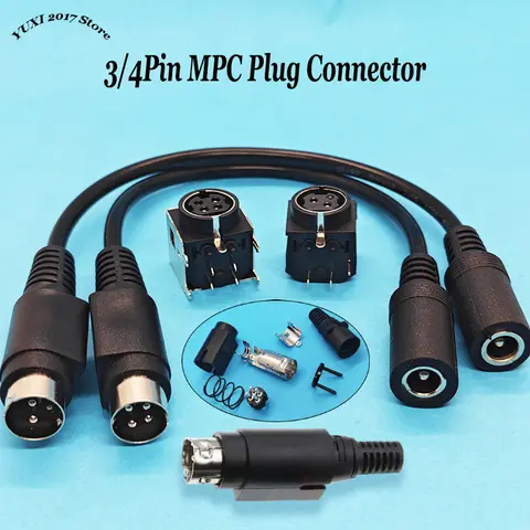 Conector macho/hembra MPC de 3/4 pines con hebilla de cabeza redonda con resorte para audio y electrónica DIY, 1/2 unidades