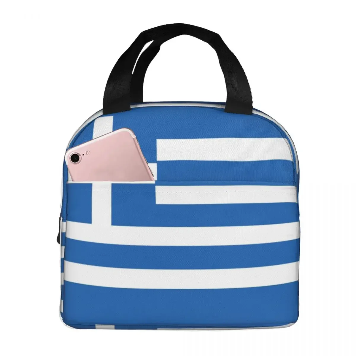 

Greek Flag National Flag Of Greece Insulated Lunch Bags Leakproof Picnic Bags Thermal Lunch Tote for Woman Work Children School