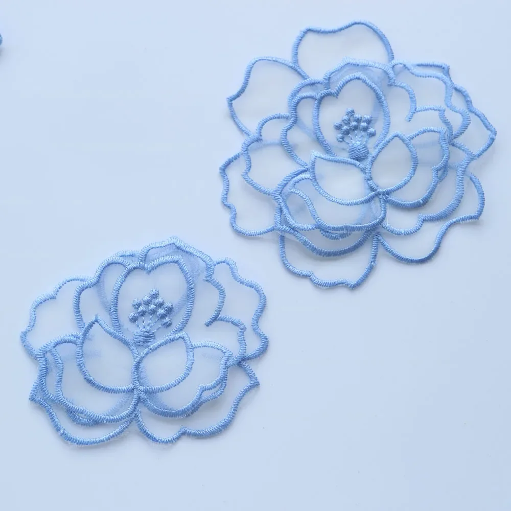 DIY fashion sew on embroidery butterfly Patches for clothing Embroidery blue flower patches for bags decorative parches applique