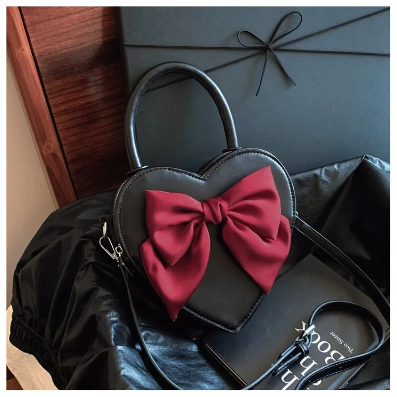 

Милая большая сумка в форме сердца, женская сумка через плечо с бантом и сердечком, высококачественная модная сумка на плечо для девочек