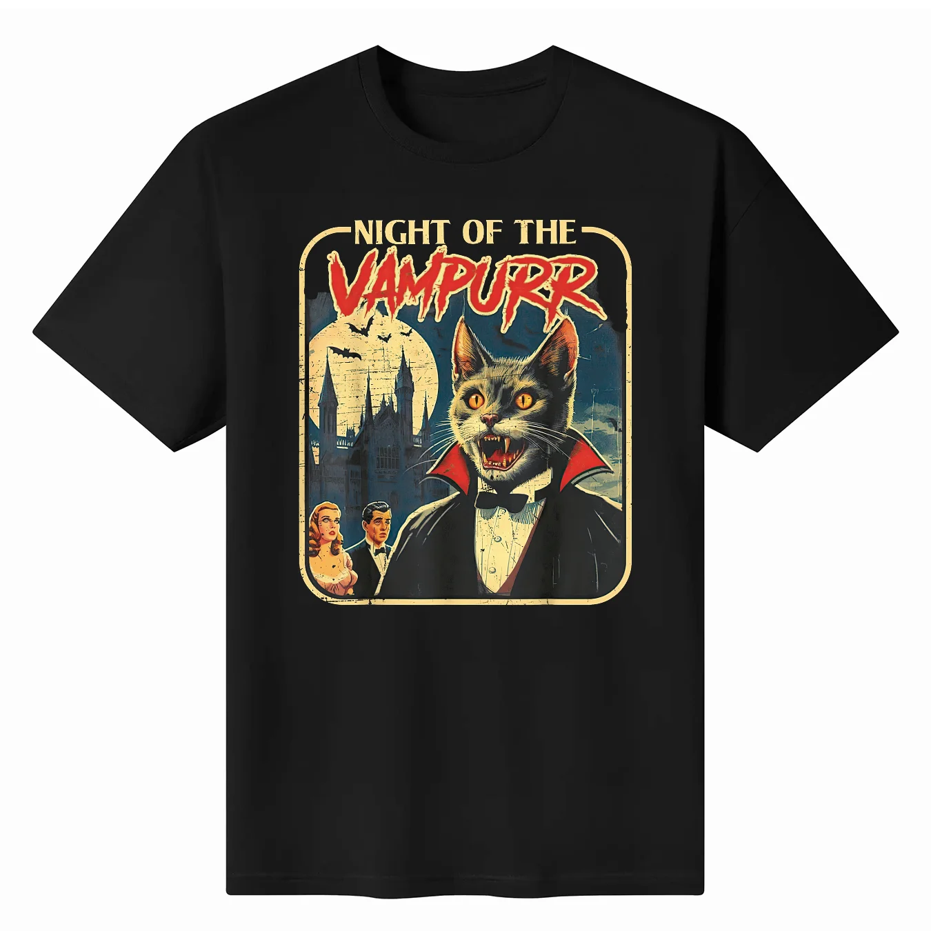 The Return Of Vampurr Cat 90s Horror Movie T-shirt Gothic Vintage Short Sleeve T Shirt Men Cotton Comfort High Quality T-shirts