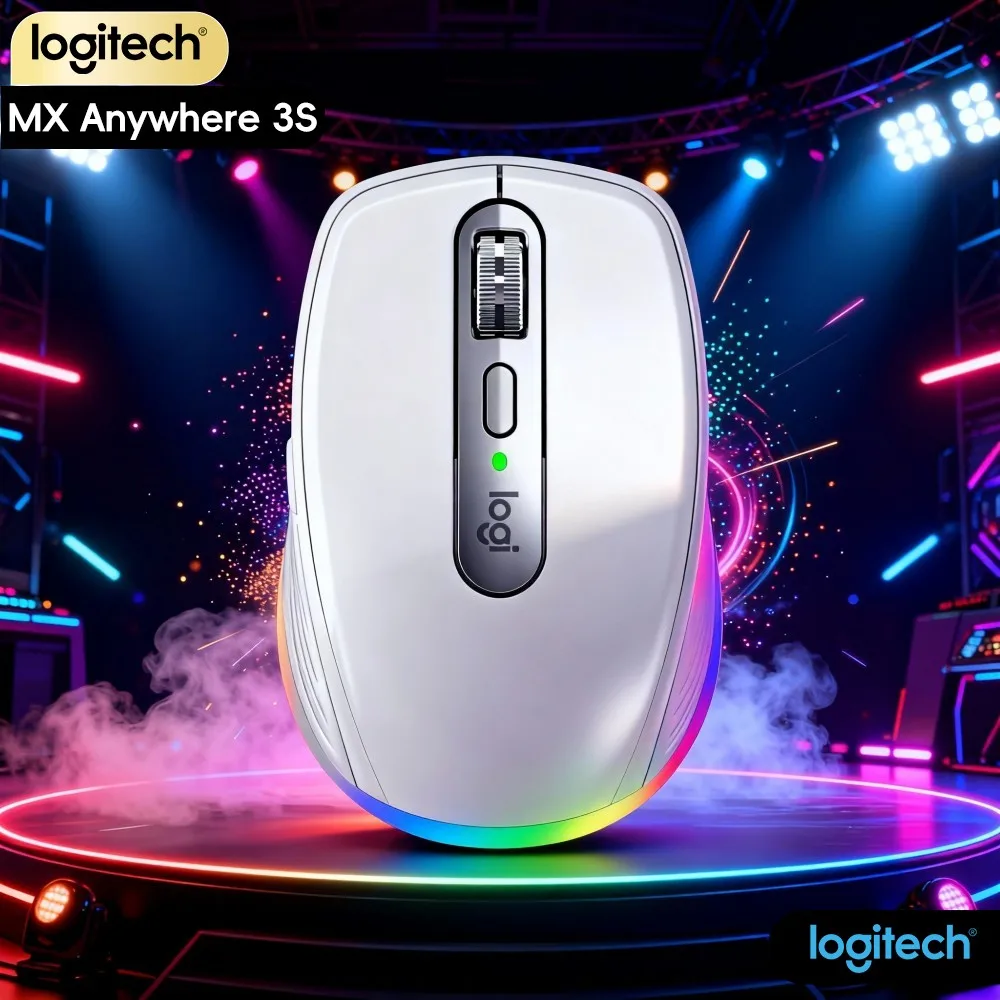 High-Precision Logitech MX Anywhere 3S Mouse - 8K DPI Darkfield, Hyper-Scroll, Silent Click, USB-C Quick Charge For Travel