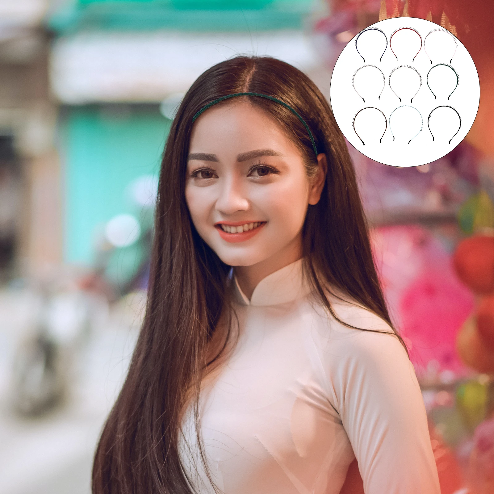 

8pcs Anti-slip Hairband Headband with Teeth Elastic Fabric Covered Comb for Women Men Non Slip Elegant Headbands