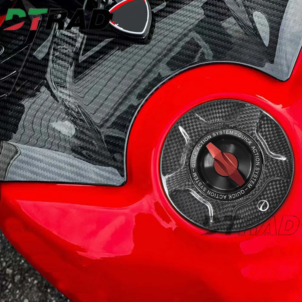 ل DUCATI Panigale/Streetfighter V4 V2 2025 2026 ألياف الكربون الإفراج السريع الوقود حشو قبعات دراجة نارية بدون مفتاح غطاء خزان البنزين