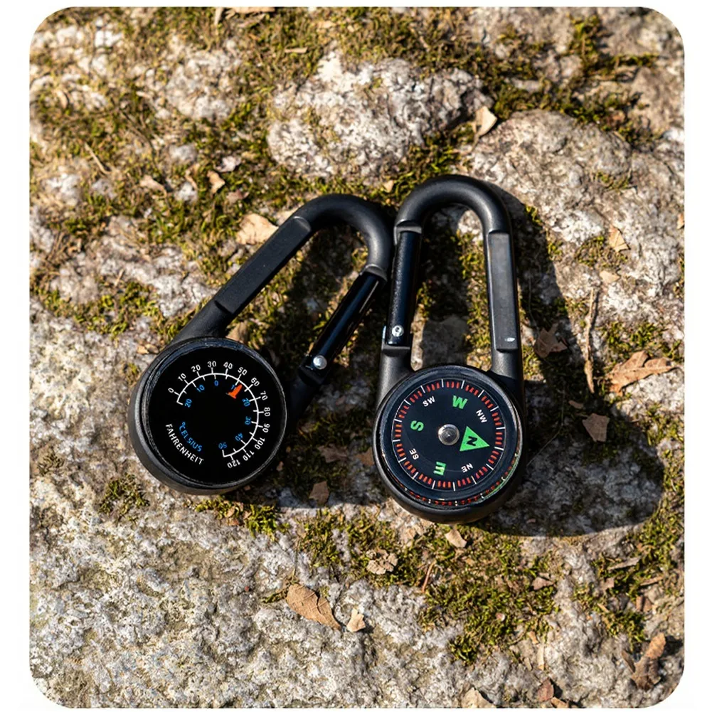 

Aluminum Alloy Outdoor For Compass Thermometer Clip with Carabiner Hook for Backpack Belt or Keychain Mounting