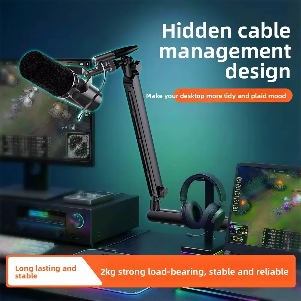Lazy Live Sound Card Microphone Voice Holder Anti-Shake Special Recording Cable Hidden Cantilever Bracket Desktop Model LS30-S