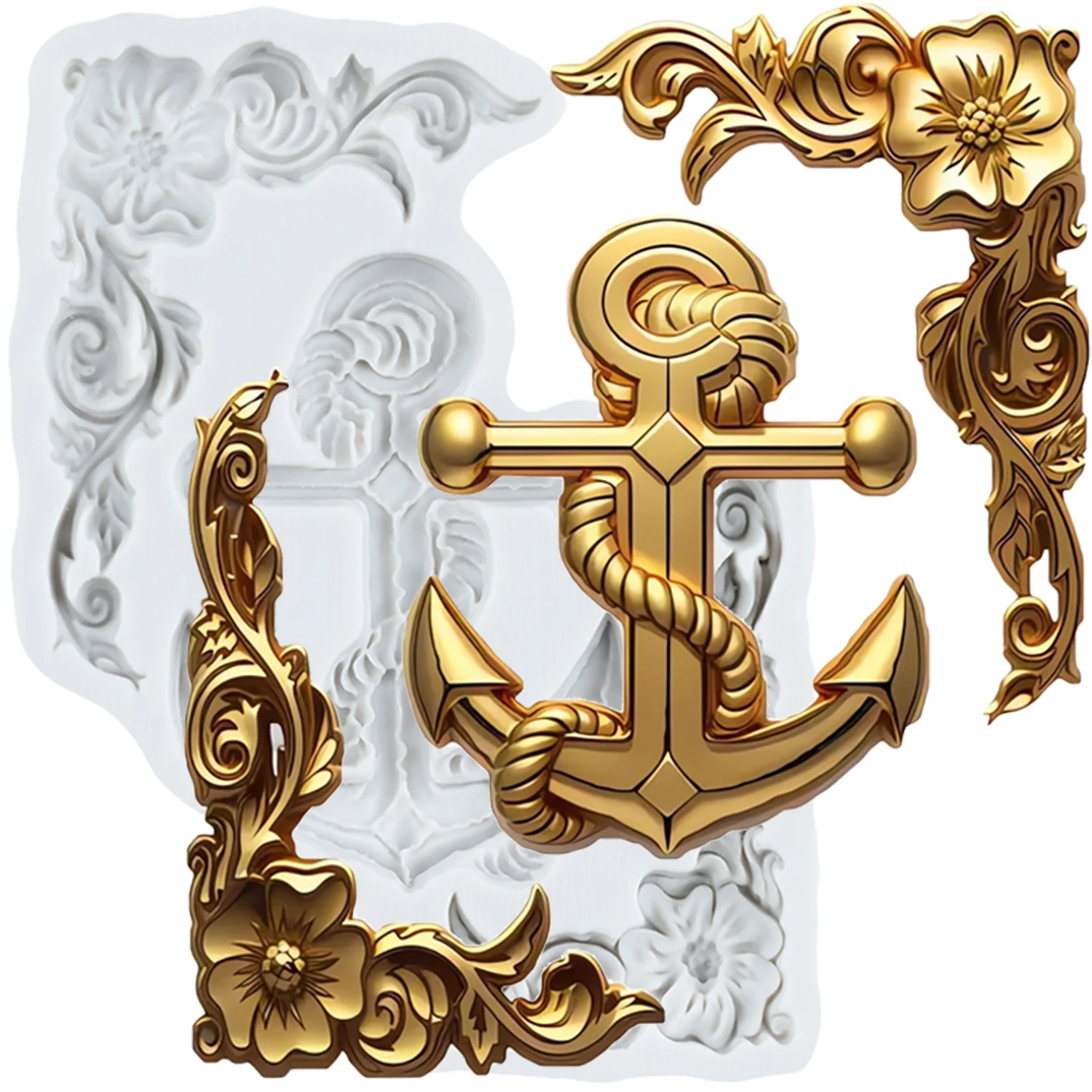 Anchor Silicone Mold Ship Anchor Fondant Cake Decorating Tools Cupcake Topper Chocolate Candy Sugar Craft Gum Paste Polymer Clay