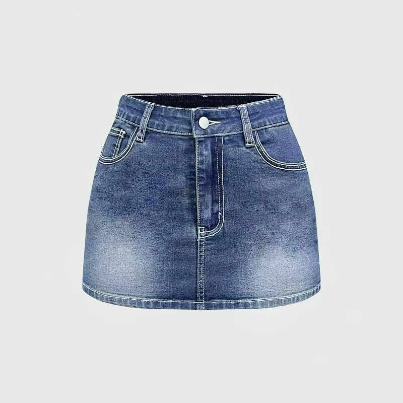 

Spicy Girl High Waisted A-Line Skirt Denim Retro Spring Summer New Anti-Light Slimming Short Dress Young Women Cotton Y2K Skirt