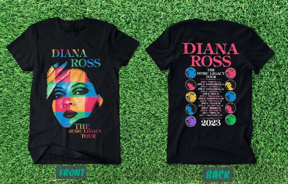 Shirt Diana Ross Gift Size Tour All Music Unisex Black Legacy 2023 Sided Double