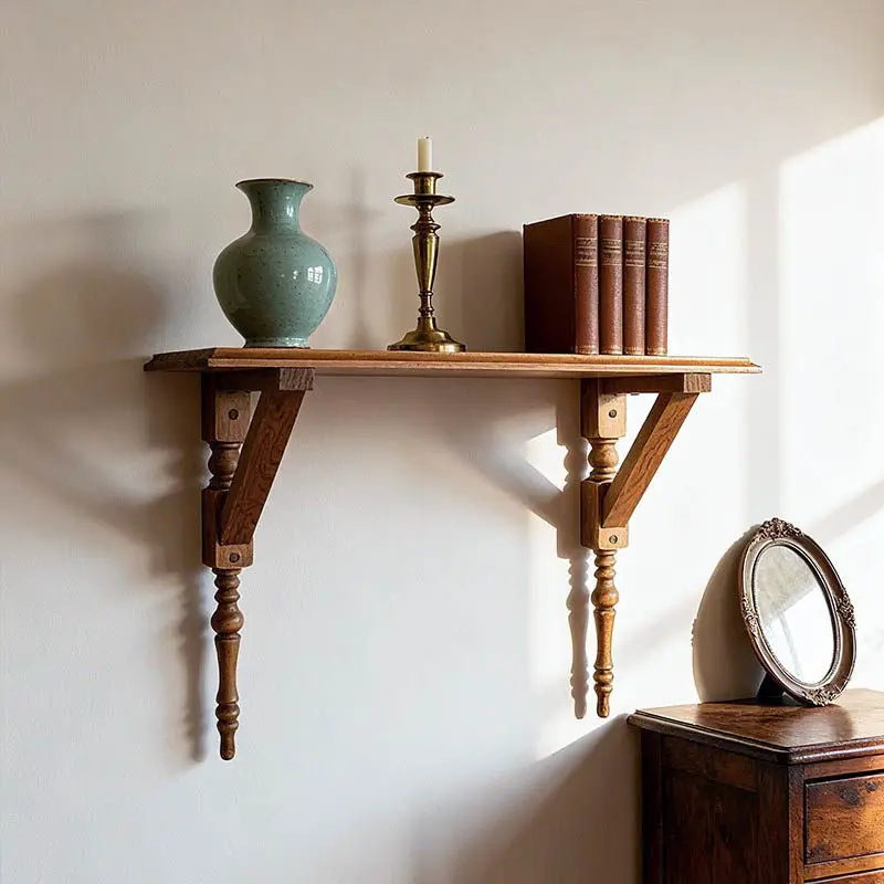 Style Shelf Display Shelf Interior Vintage Wall Wooden Country Style Baffle Roman Column Slate