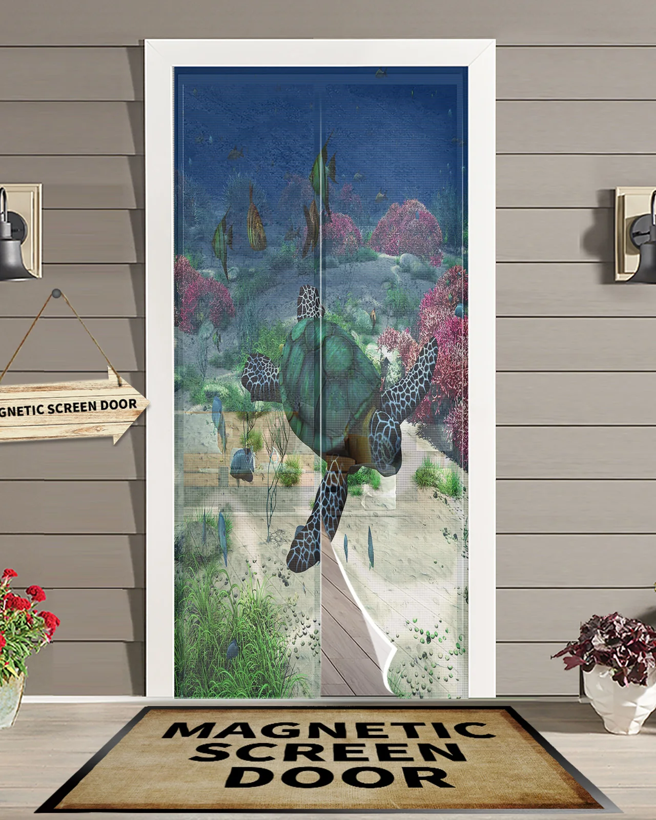 Sea Turtle Summer Magnetic Mosquito Net Anti Insect Fly Bug Magnetic Screen Door Curtains