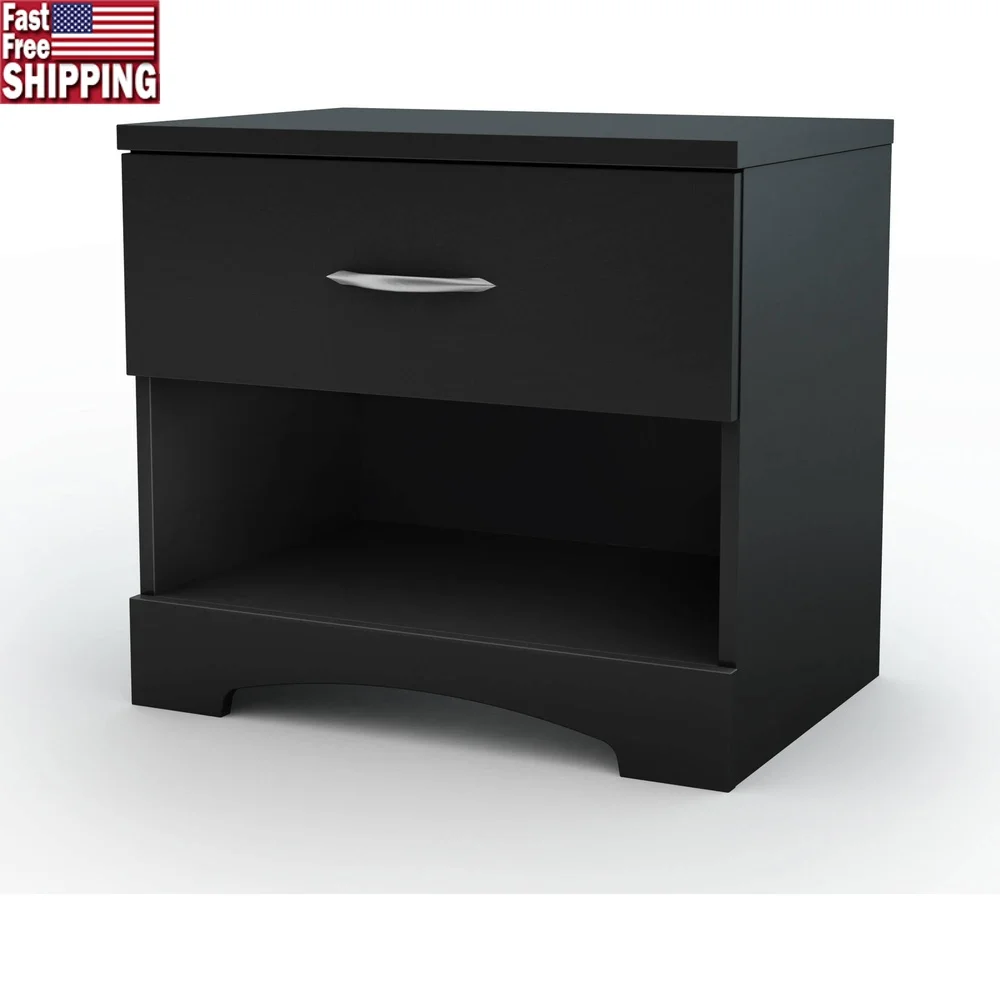 

Modern 1-Drawer Nightstand End Table with Open Storage Ideal Bedroom Organization and Easy Access to Personal Items