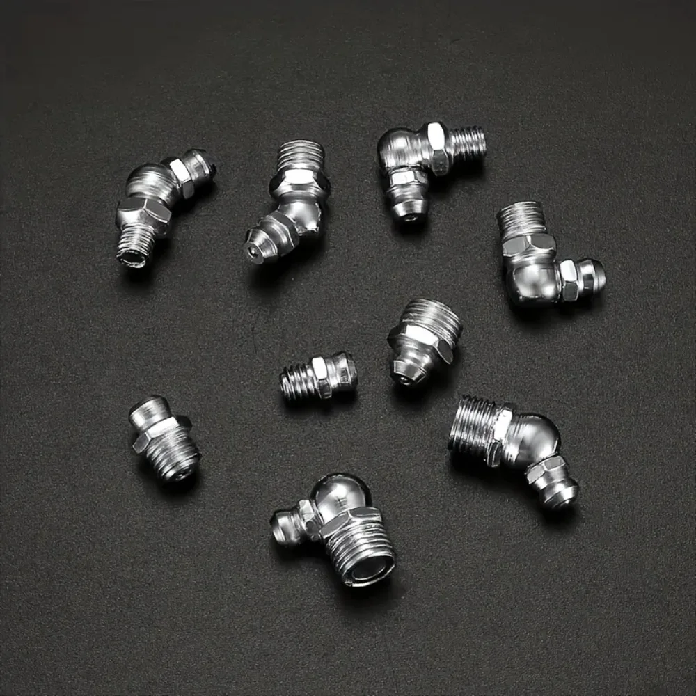 60Pcs Metric Grease Fitting Kit 9 Type Galvanized Metal Hydraulic Grease Zerk Assortment Set M6 M8 M10 Vehicle Nozzle Fuel image 5