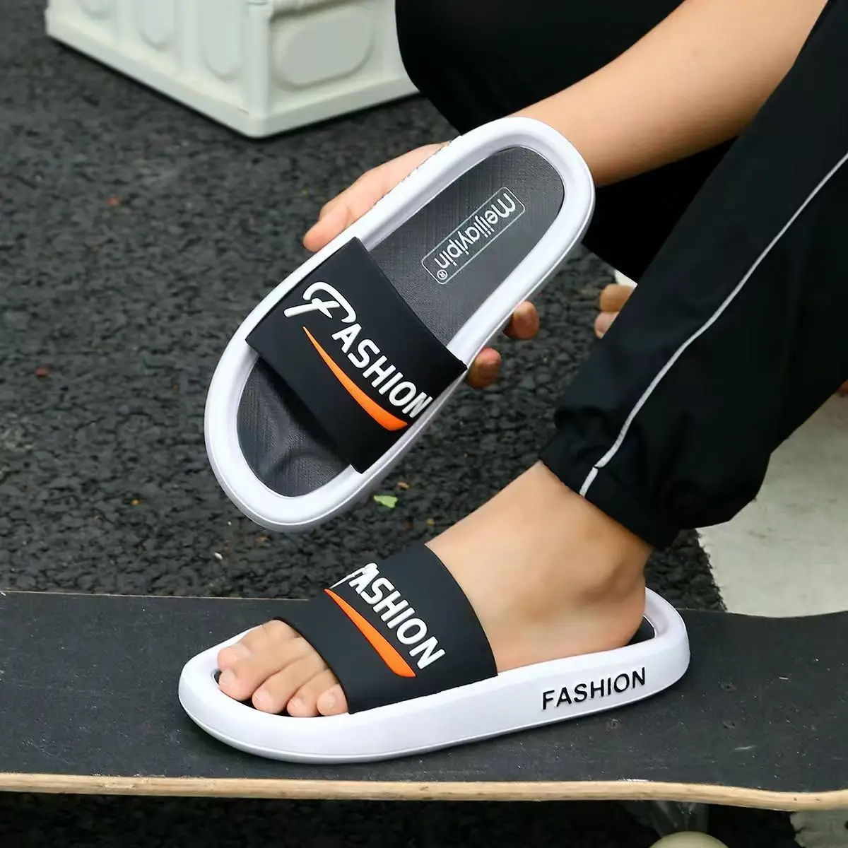 Men Summer New Big Size One Word Slippers Soft sole Non Slip Anti Odor Home Slippers Bathroom Slippers Outdoor Beach Slippers