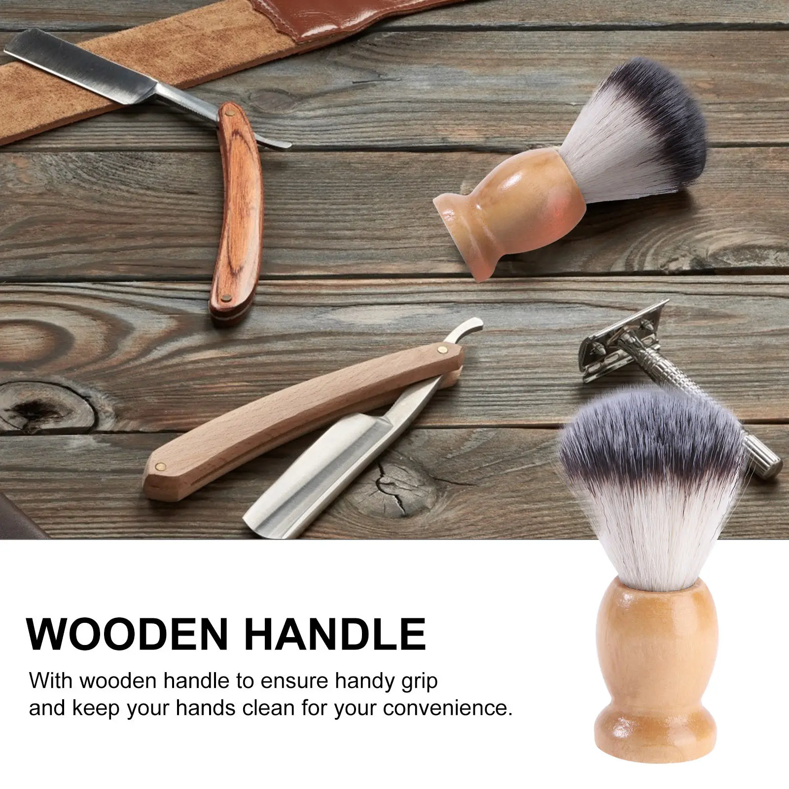 Beard Brush for Men Synthetic Nylon Bristles Natural Wood Handle Gentle Skin Massage Deep Clean Wet Dry Beards Portable Travel