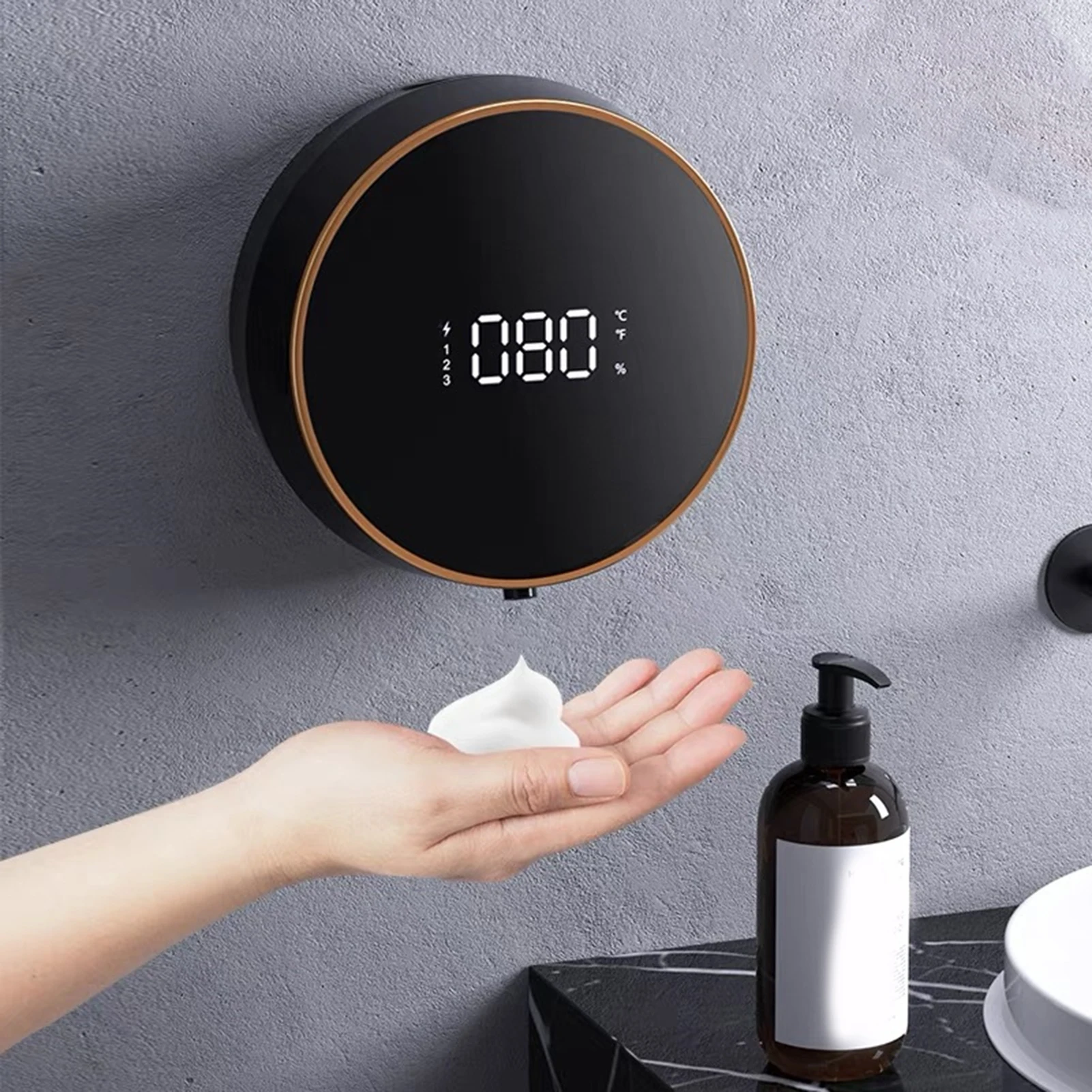 Automatic Inductive Foam Soap Dispenser LED Temperature Display Smart Electric Device for Bathroom Kitchen Commercia