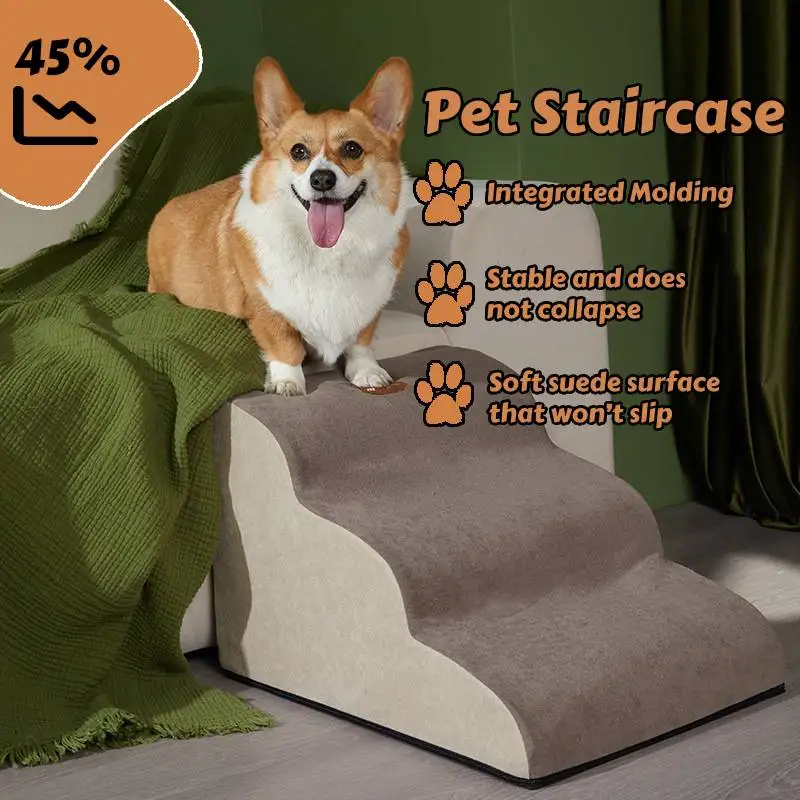 

Dog Stairs Non-Slip Pet Ramp Stairs Dog Ramp for Bed Pet Dog Steps 3 Tiers Training Stairs Removable and Washable