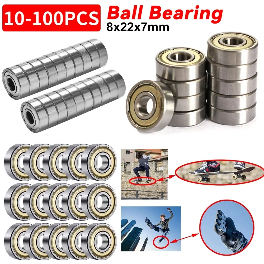 100-10pcs 608ZZ Deep Groove Ball Bearing 8*22*7/8x22x7 MM Double Shielded Miniature High-carbon Steel Single Row 608ZZ ABEC-7