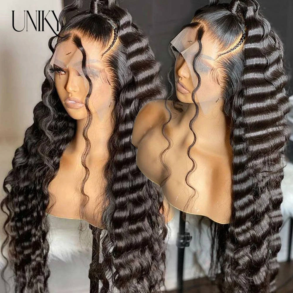 

Brazilian Loose Deep Wave Frontal Wig Human Hair 13x4 Transparent Loose Deep Curly Lace Front Human Hair Wigs for Women Uniky