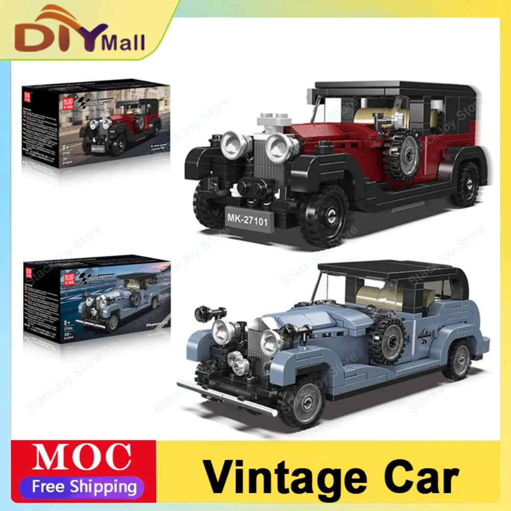 Molde rei luxo vintage carro de corrida blocos de construção conjunto velocidade técnica veículo modelo coletor brinquedo diy para adultos adolescentes presentes