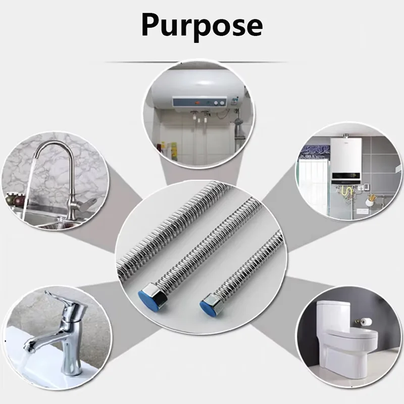 304 Stainless Steel Corrugated Pipe 13.5/16/16.8/20/25mm Water Heater Pipe 1M-10M For Cold And Hot Water Inlet And Outlet