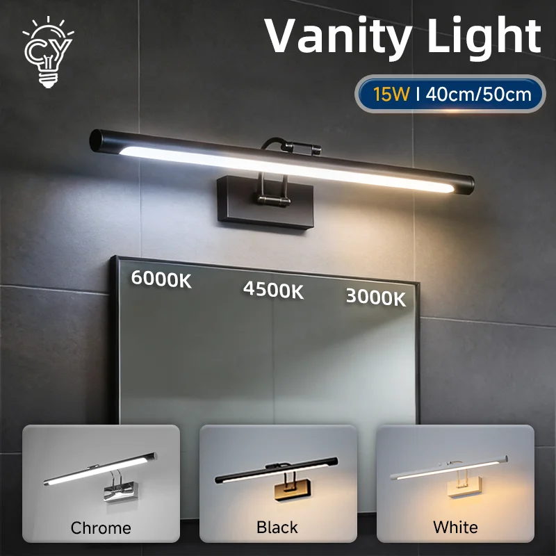 Mirror Led Wall Lamp Modern Bathroom Wall Light Decor Strip Light 40CM 50CM Toiliet Washroom Fixture Indoor Ip65 Waterproof 15W