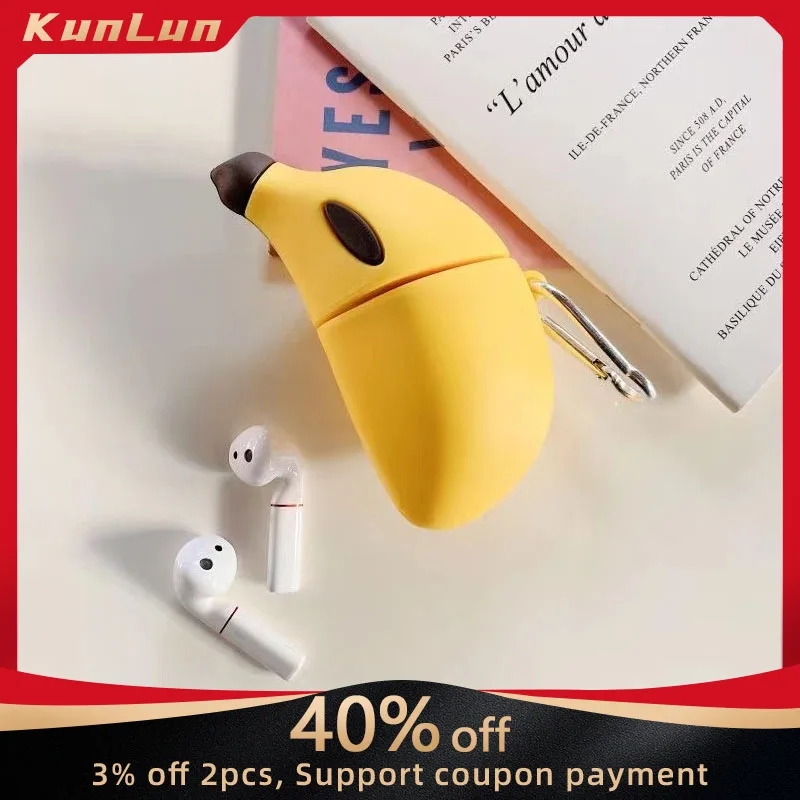 Fundas Kawaii Banana para Airpods 4 3 Pro2, funda protectora a prueba de golpes para auriculares inalámbricos para Airpod 2, bolsas, regalos creativos, juguete