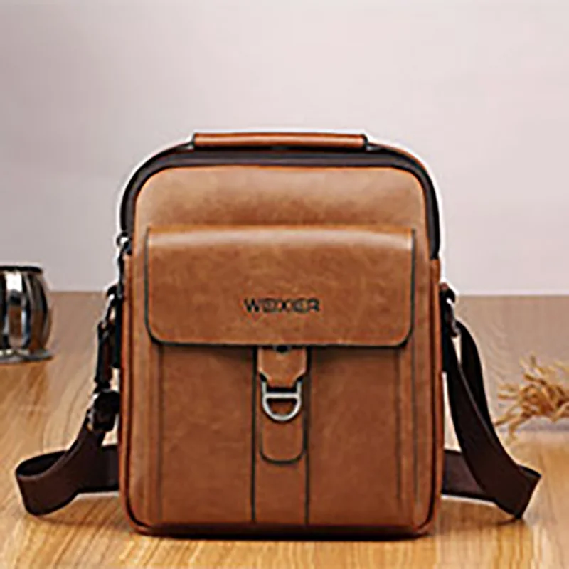 WEIXIER New Men Retro Briefcase Casual Shoulder Bag Fashionable Business PU Handbag Travel Crossbody Bags Outdoor Sports Man Bag