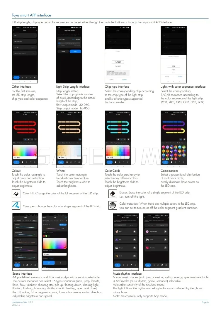 Skydance ES-DP(WT)5-24VDC WiFi SPI تحكم مزدوج الضغط على زر التحكم في ضوء الدرج لـ WS2812/2811 RGB أو شريط الضوء الأبيض Tuya #6
